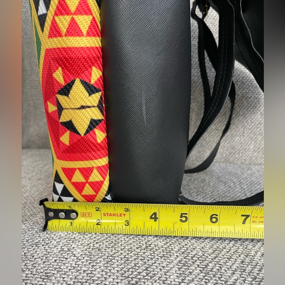 Frida Kahlo Vibrant Black and Red Geometric Backpack Puse - Picture 13 of 16